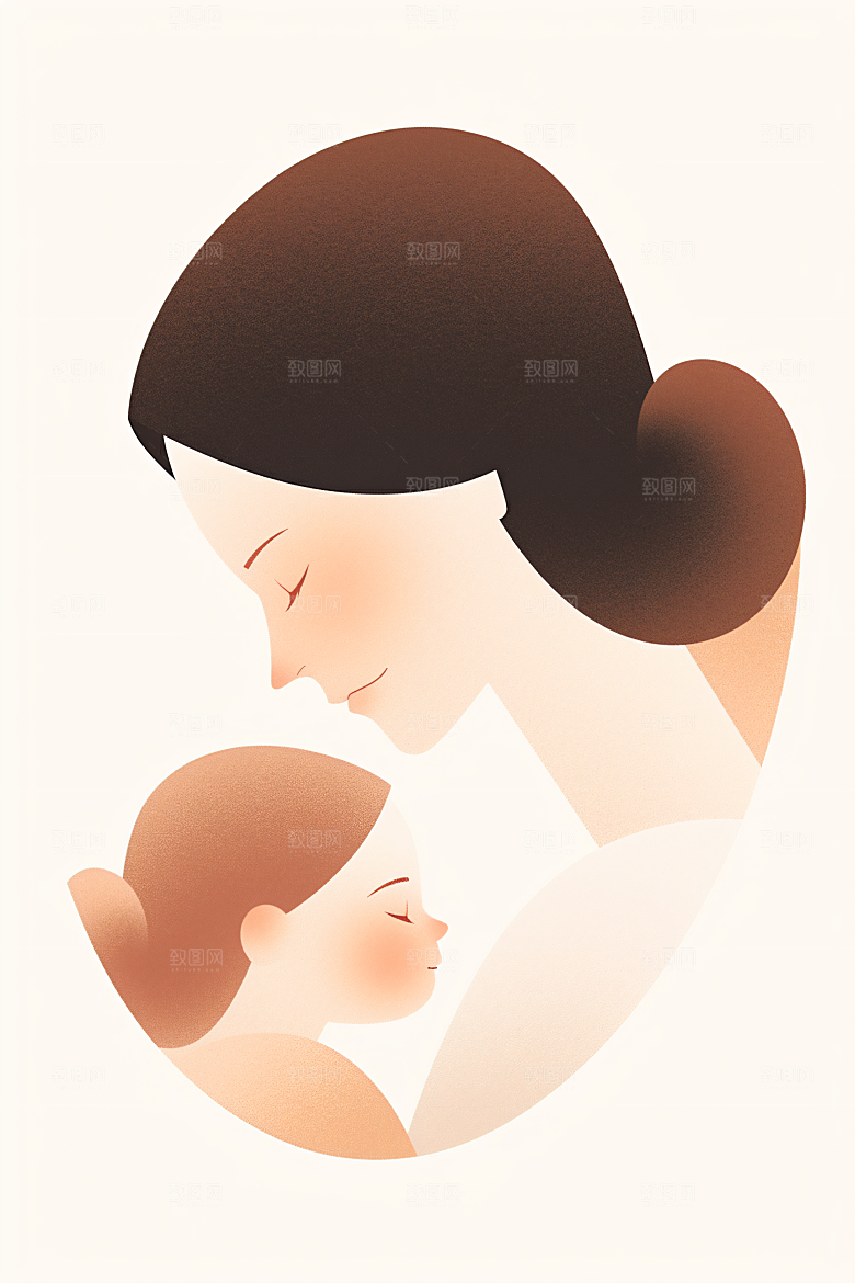 简约母亲节唯美母爱插画