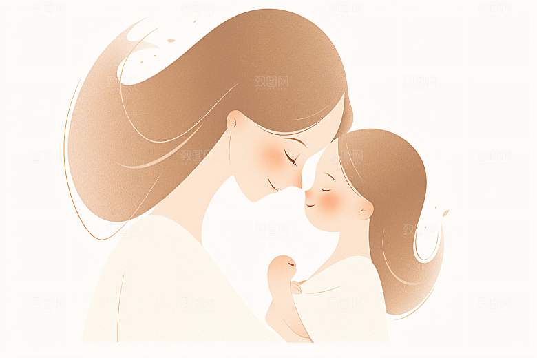 简约母亲节平面手绘插画
