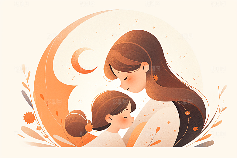 简约母亲节平面亲情插画