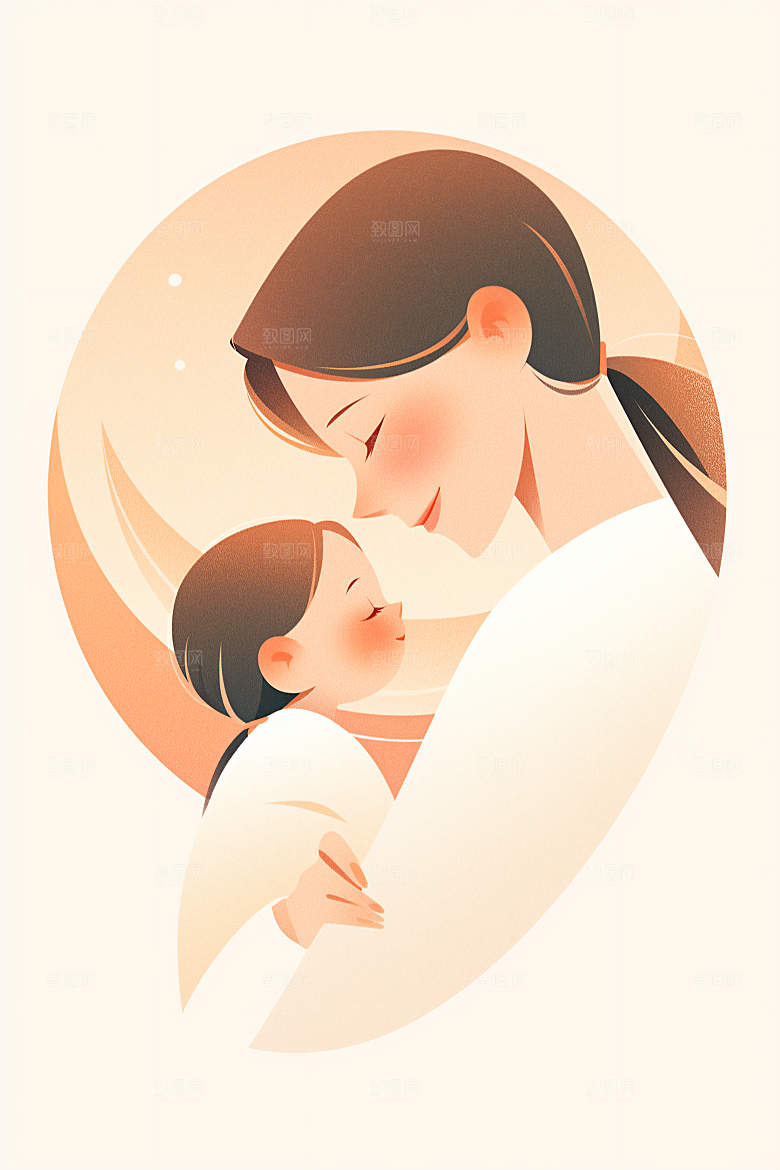 简约母亲节高清手绘插画