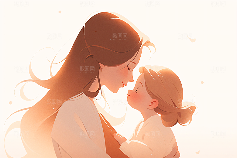 简约母亲节扁平风唯美插画