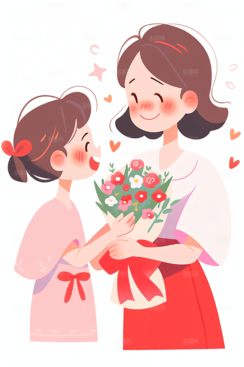 简约母亲节母爱清新插画