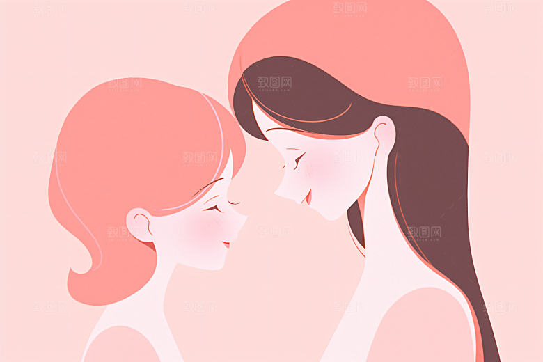 简约母亲节母爱高清插画