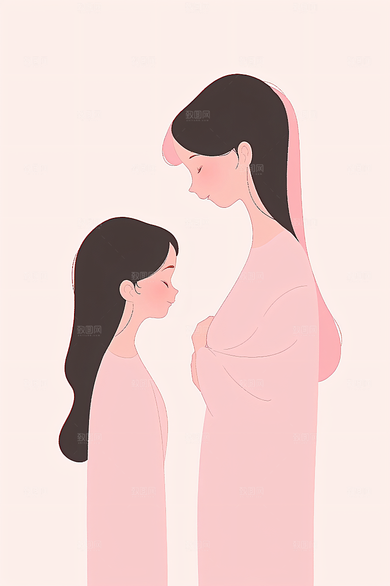 简约母亲节唯美扁平风插画