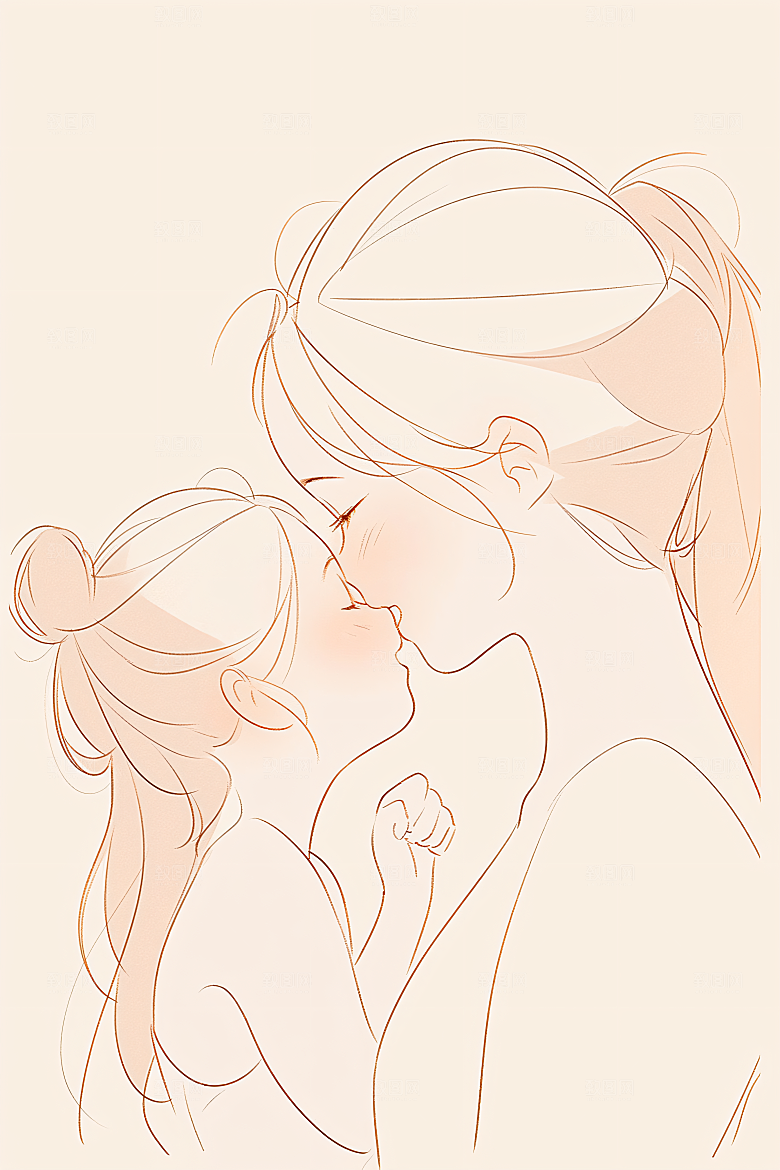 简约母亲节手绘亲情插画