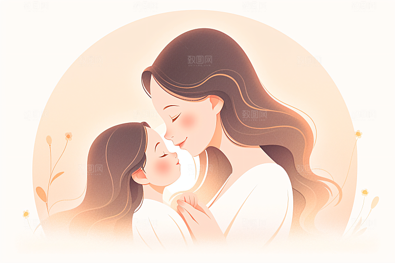 简约母亲节亲情高清插画