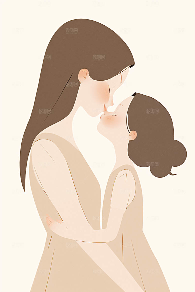 简约母亲节母爱唯美插画