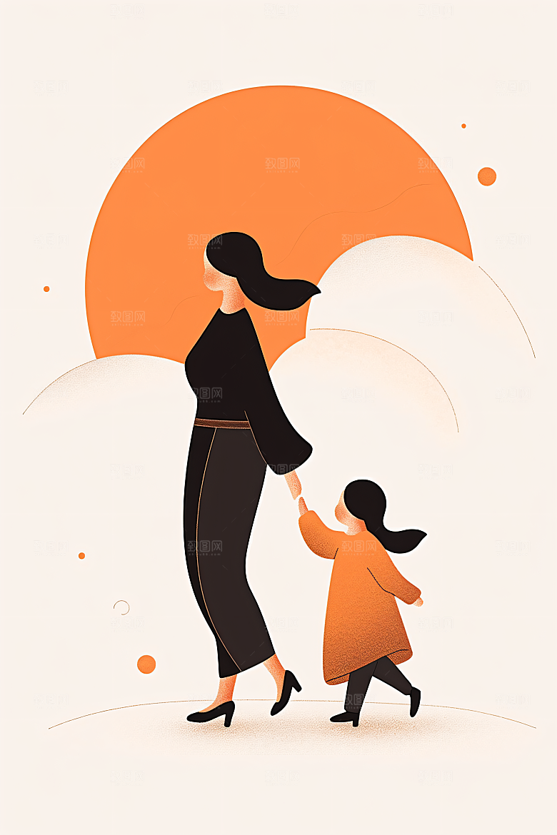 简约母亲节手绘高清插画