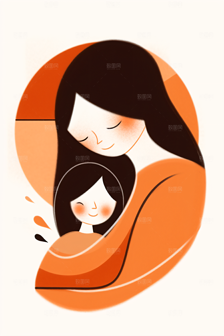 简约母亲节扁平风母爱插画