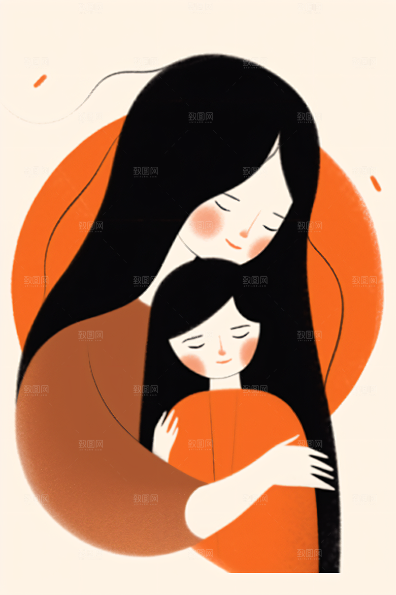 简约母亲节平面亲情插画