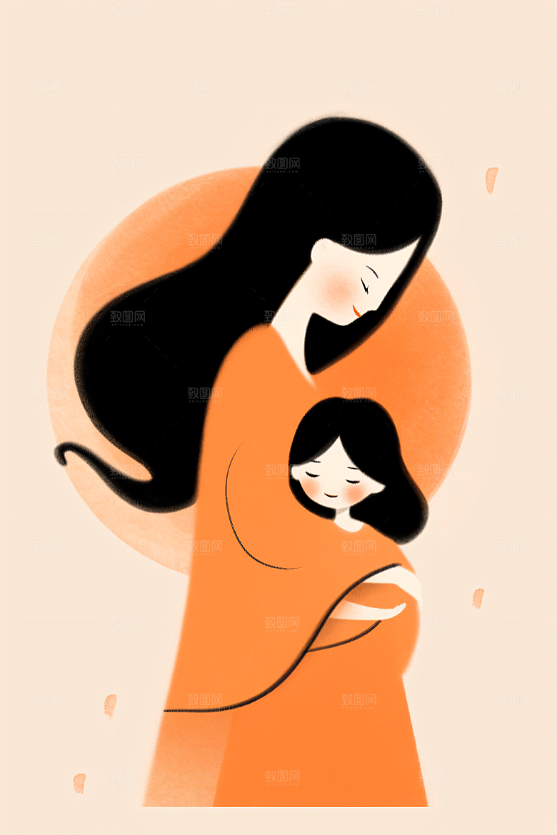 简约母亲节亲子亲情插画
