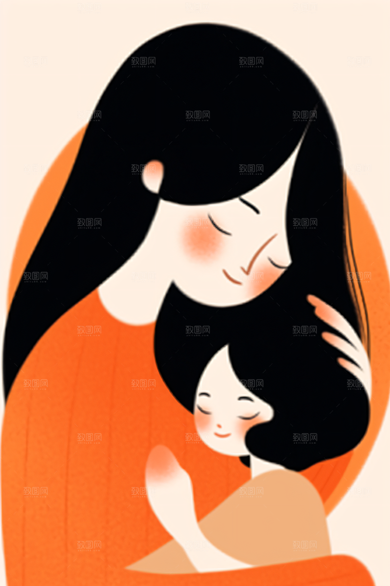 简约母亲节高清亲子插画