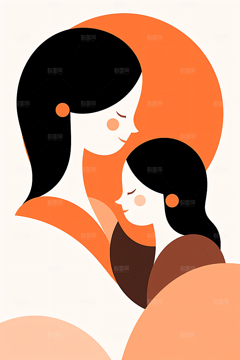 简约母亲节清新亲情插画