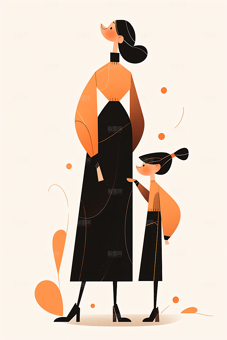 简约母亲节扁平风手绘插画