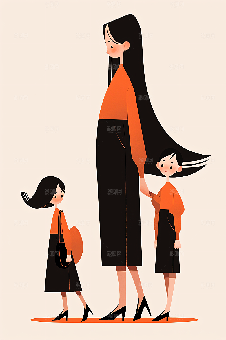 简约母亲节唯美手绘插画