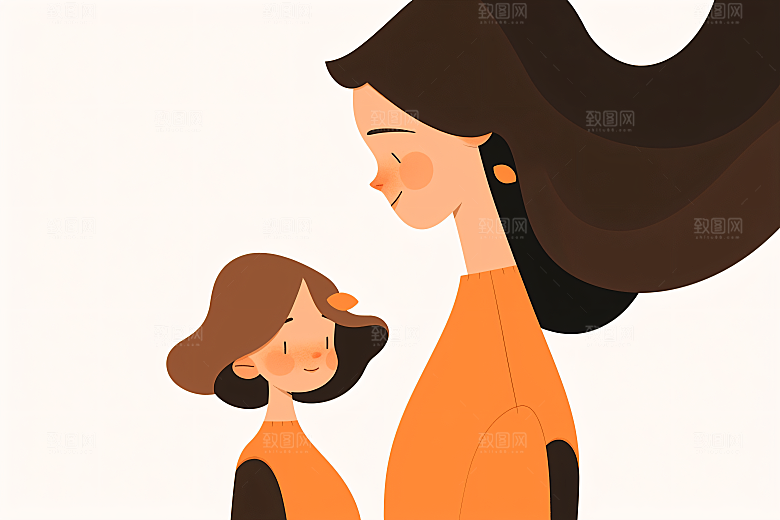 简约母亲节扁平风唯美插画