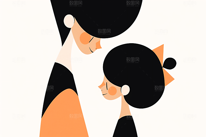 简约母亲节唯美手绘插画
