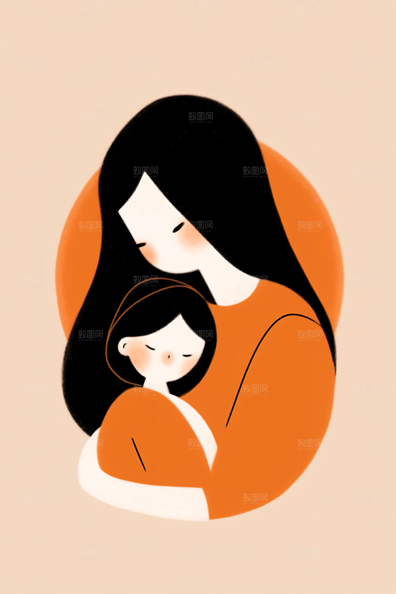 简约母亲节手绘唯美插画