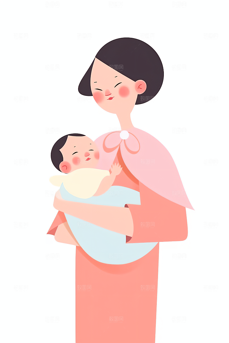 简约母亲节亲情手绘插画