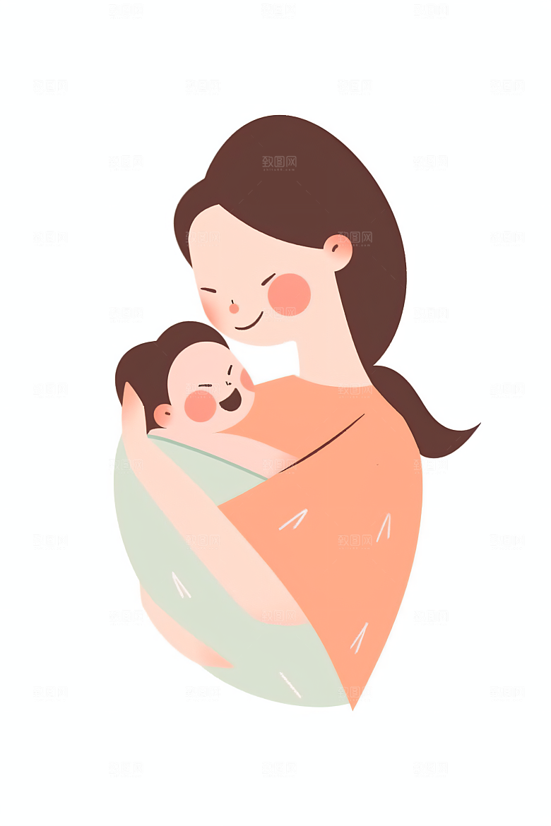 简约母亲节亲情亲子插画