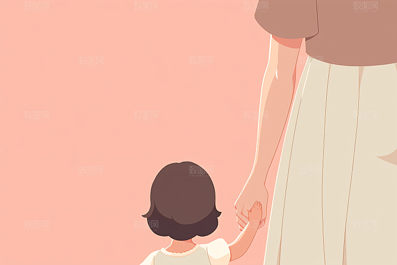 简约母亲节清新平面插画