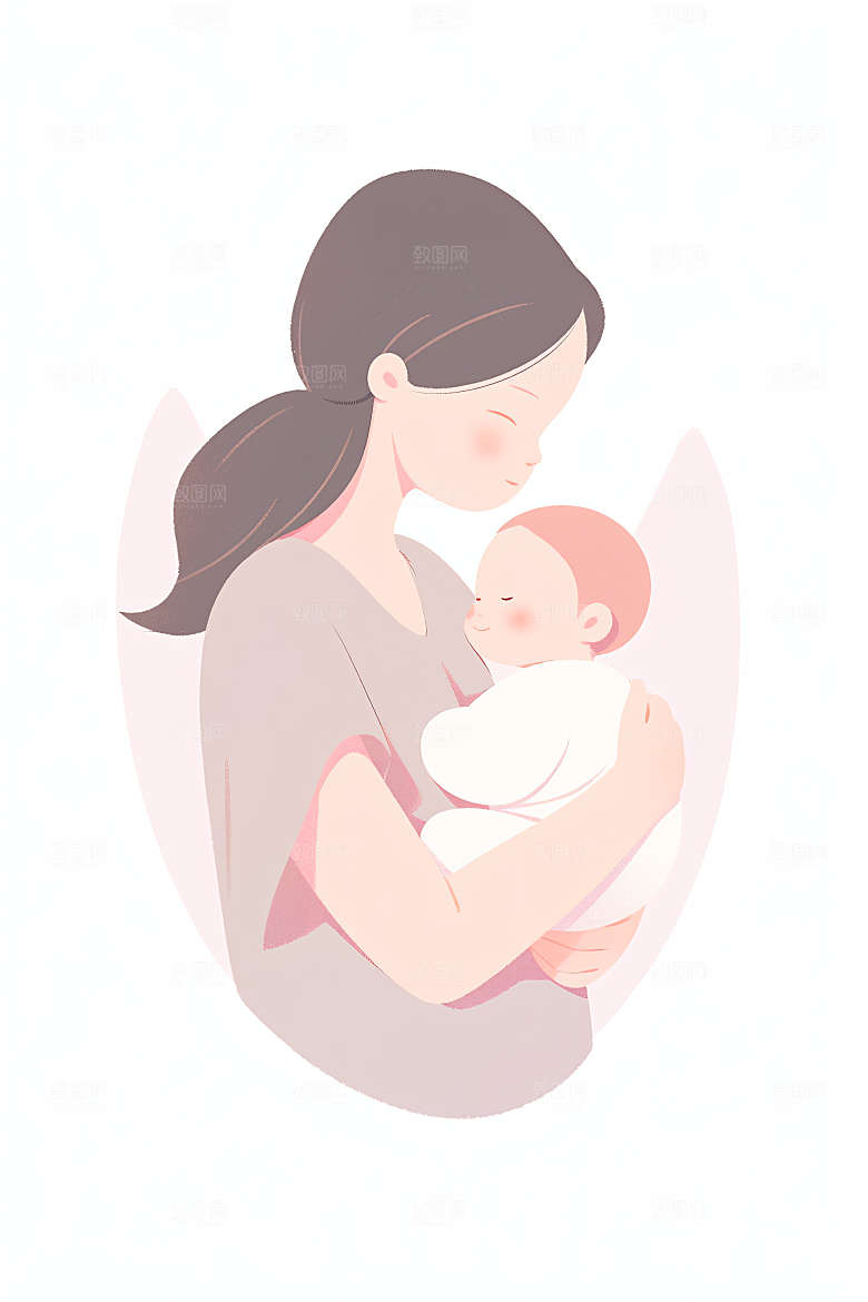 简约母亲节唯美手绘插画