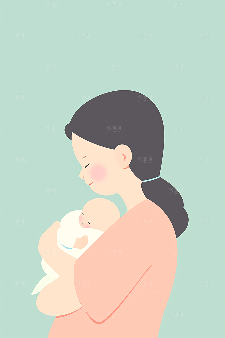 简约母亲节亲情手绘插画
