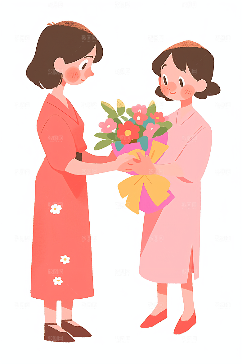 简约母亲节亲子唯美插画
