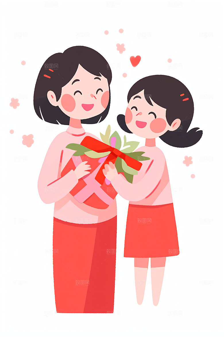 简约母亲节手绘扁平风插画
