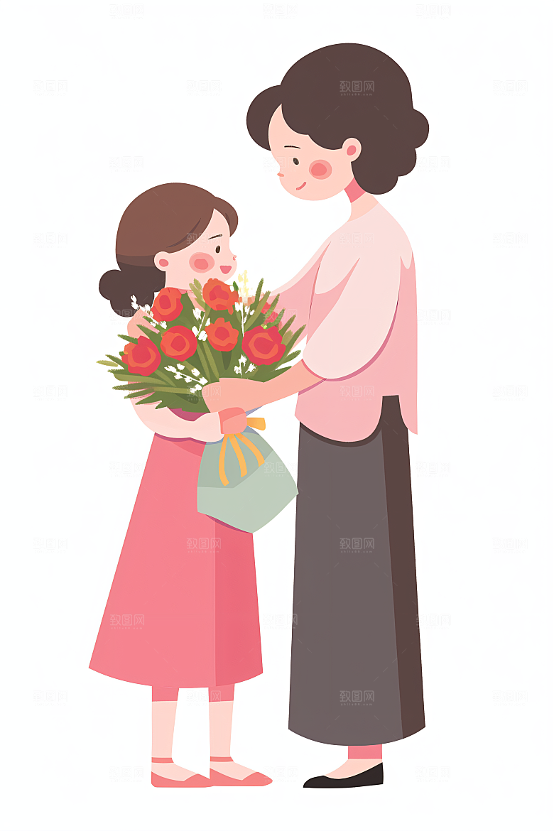 简约母亲节扁平风手绘插画