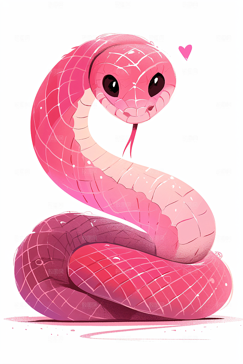 扁平风蛇年生态手绘插画