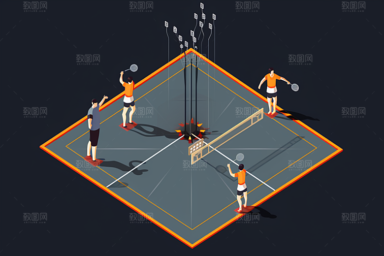 扁平风体育场设计感操场插画