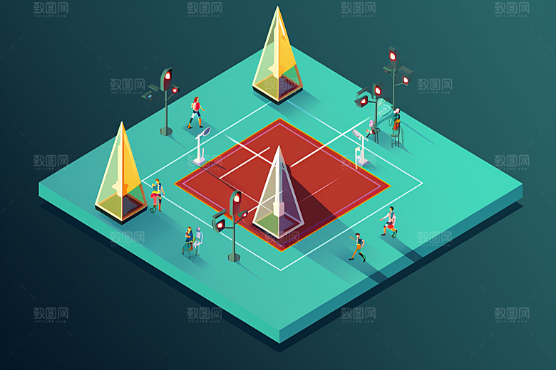 扁平风体育场高清操场插画