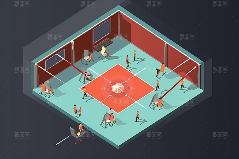 扁平风体育场简约操场插画