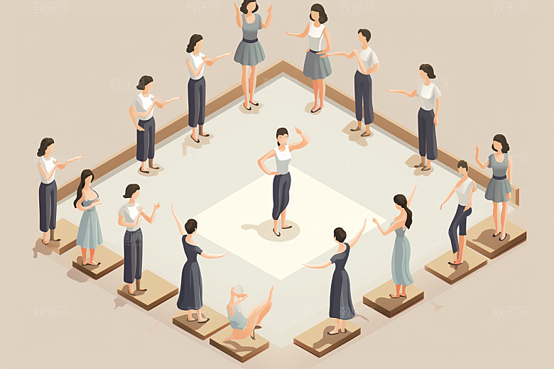 扁平风体育场操场运动员插画