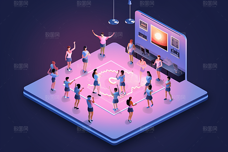 扁平风体育场操场简约插画