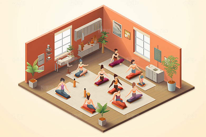 扁平风体育场运动员操场插画