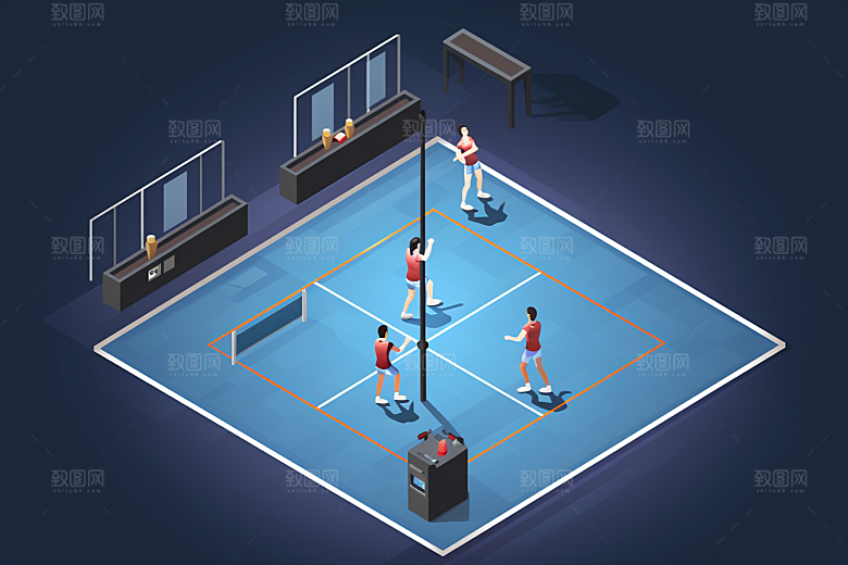 扁平风体育场体育赛事操场插画
