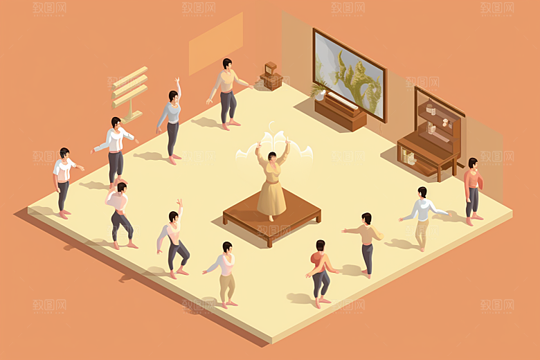 扁平风体育场操场设计感插画