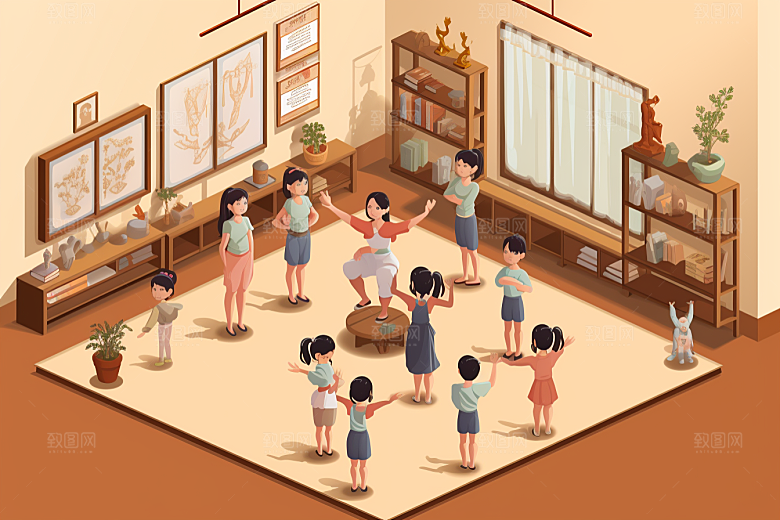 扁平风体育场运动操场插画