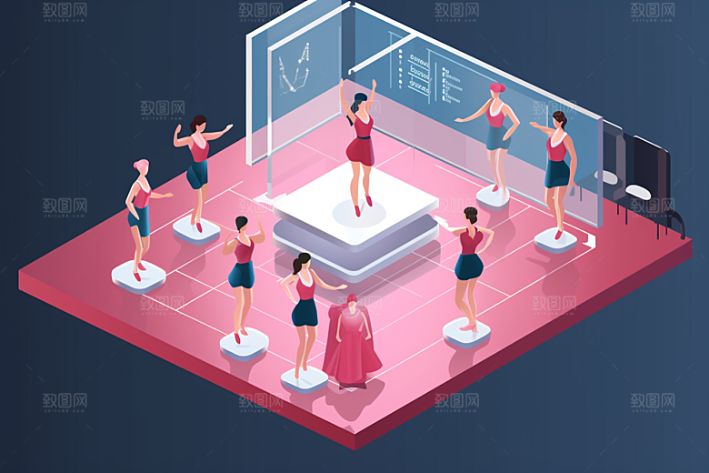 扁平风体育场操场体育赛事插画