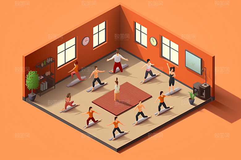 扁平风体育场操场运动插画