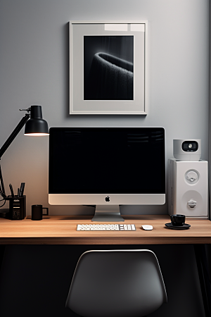 办公桌面和电脑数码产品环境摄影图