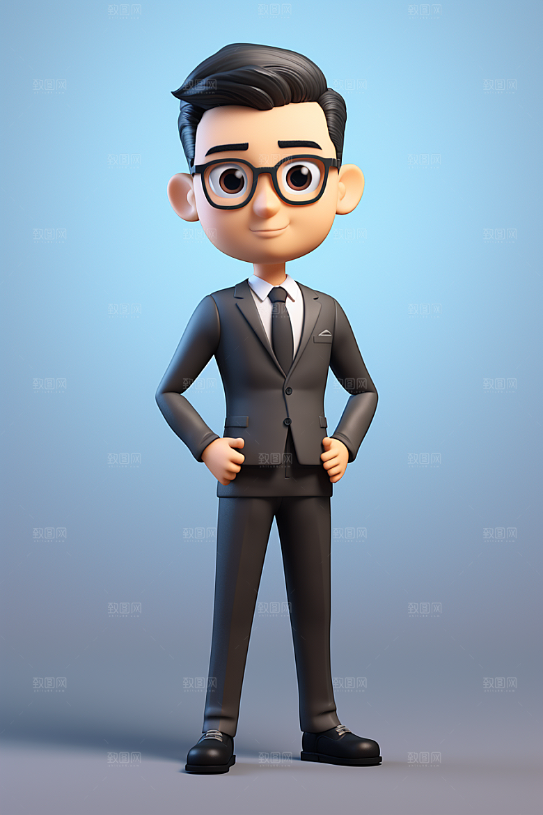 电脑工作人物打工卡通模型