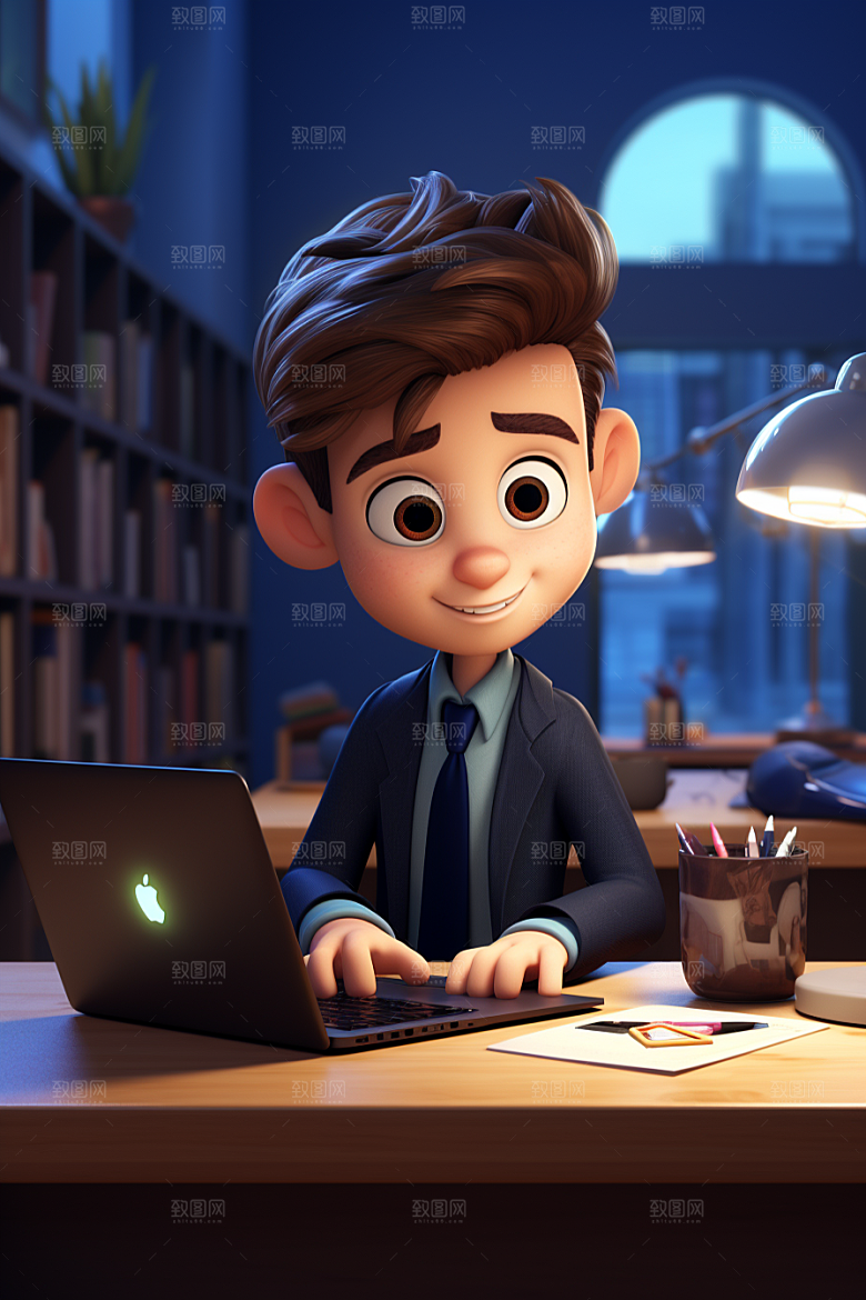电脑工作人物3D肖像模型