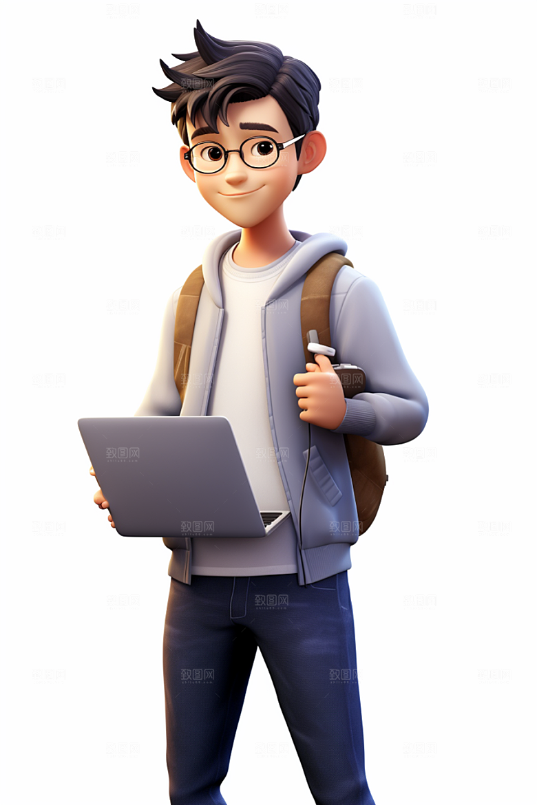 电脑工作人物工作白领模型