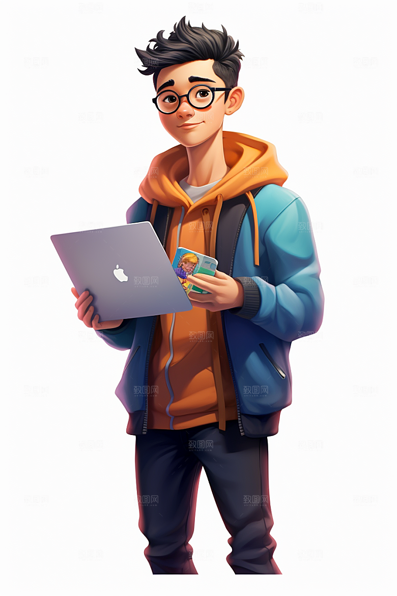 电脑工作人物上班族3D模型