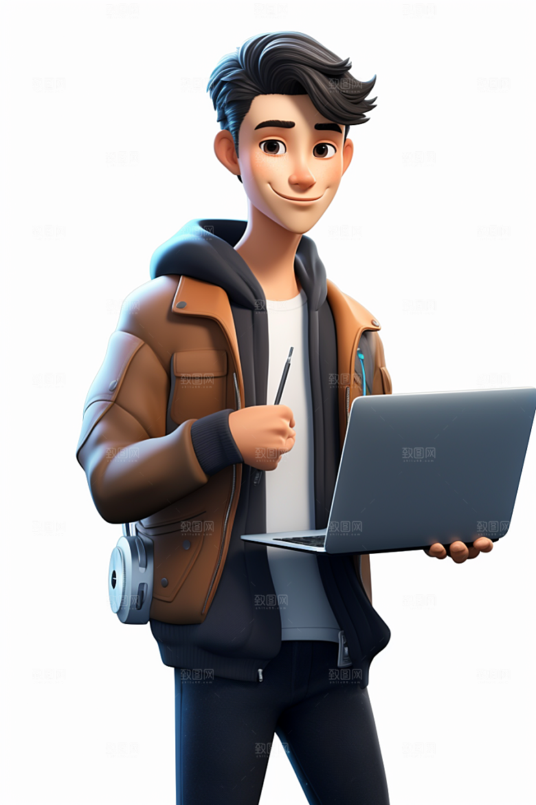 电脑工作人物工作办公室模型