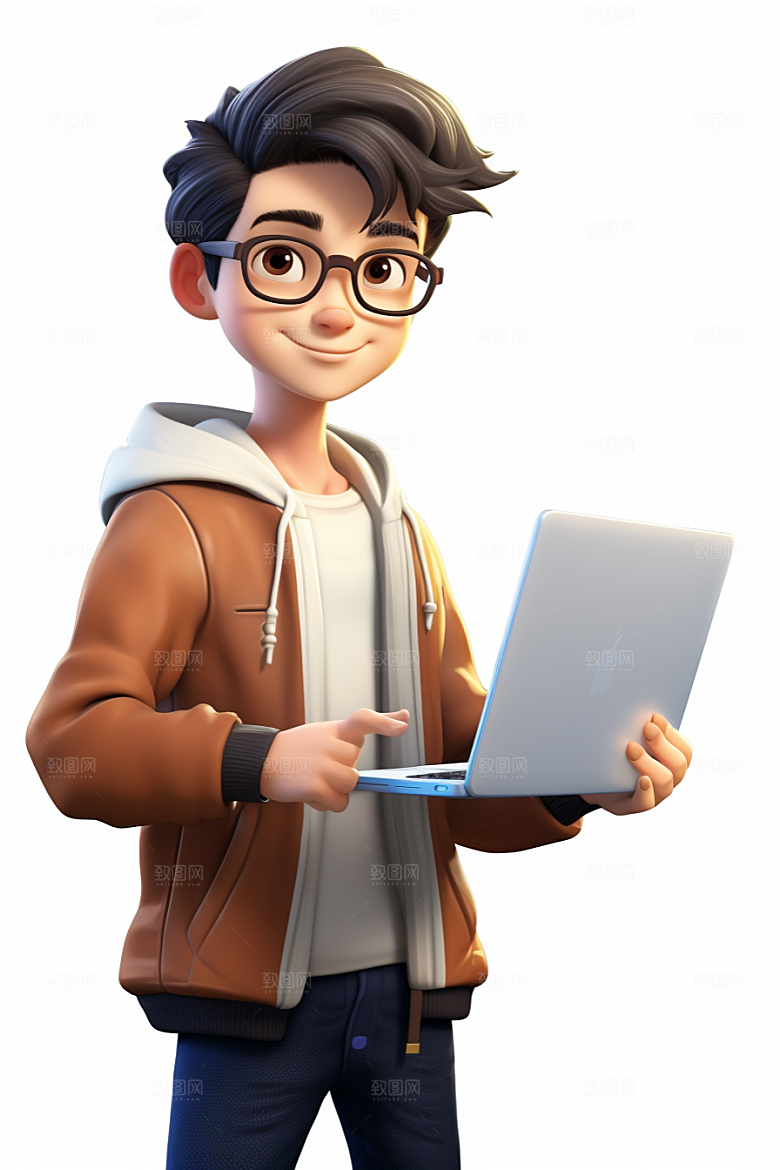 电脑工作人物上班族3D模型