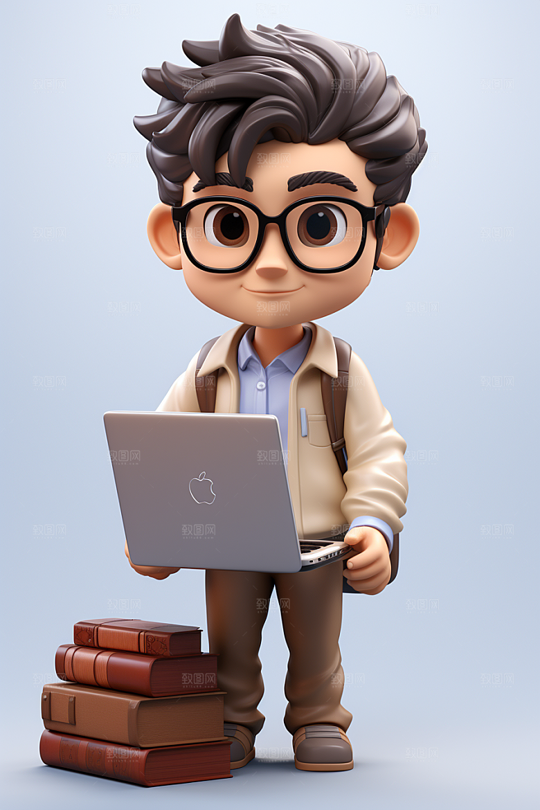 电脑工作人物3D白领模型